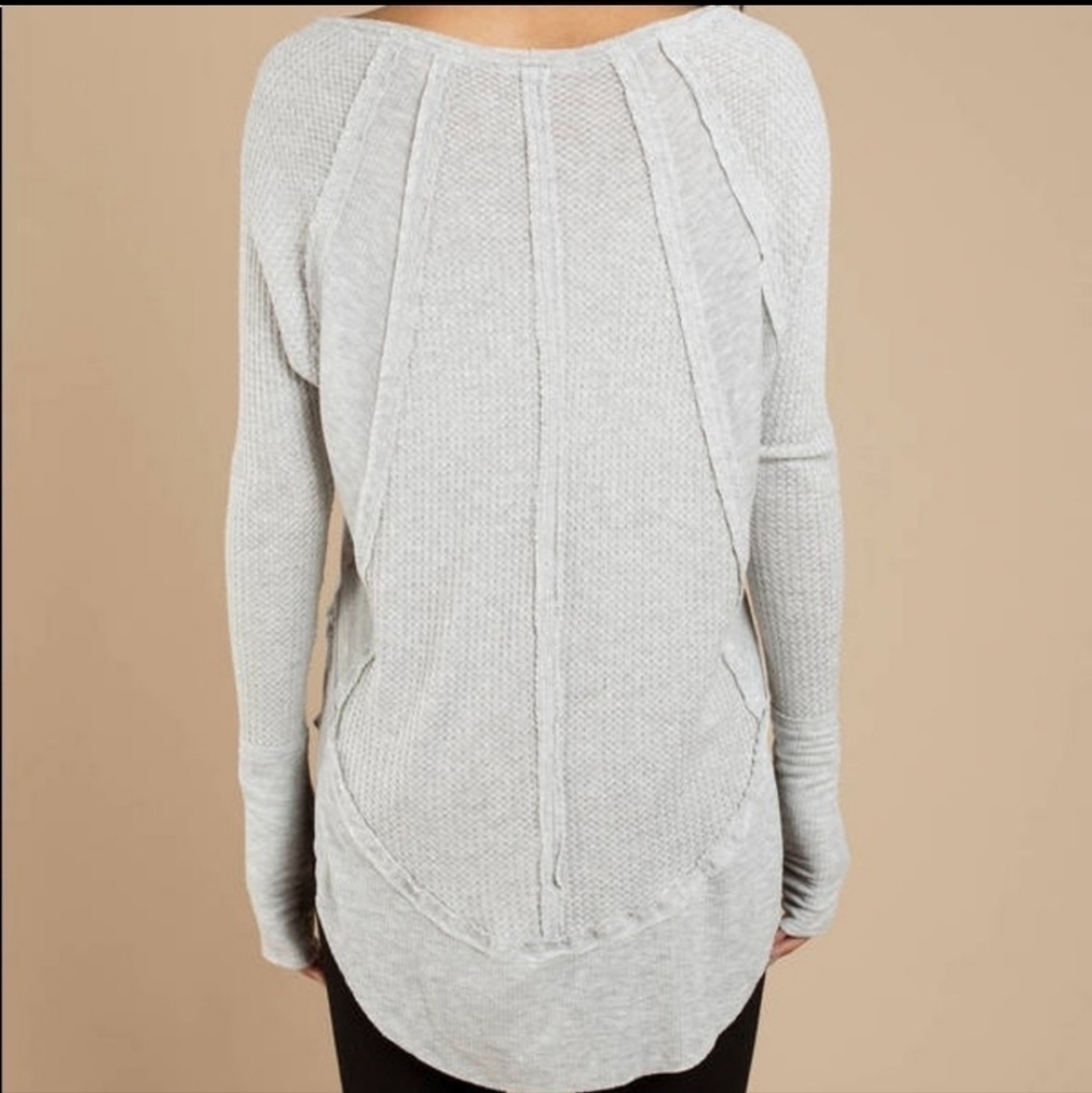 WE The Free Free People Catalina Oversized Thremal Shirt Grey Size Small - Picture 2 of 9